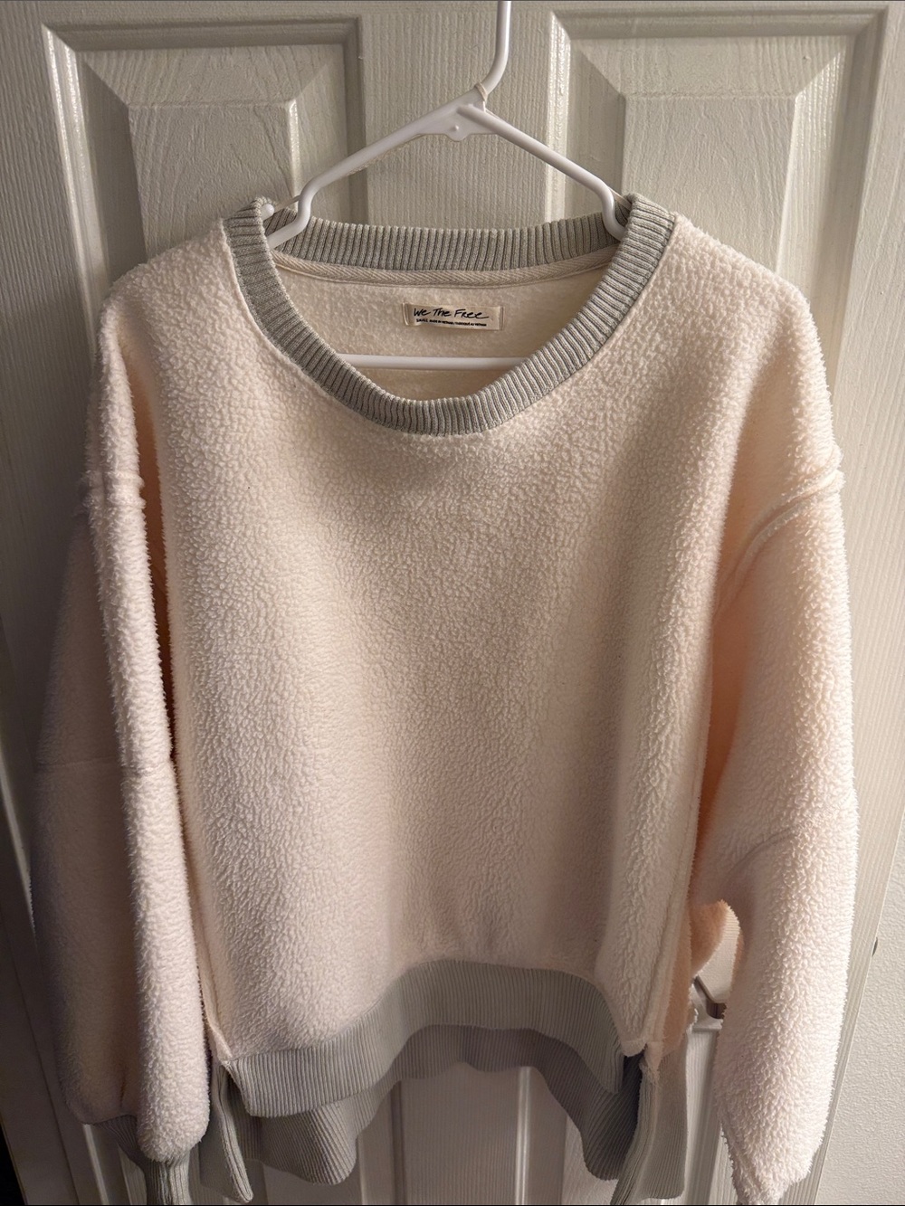 We The Free Cream Sherpa Crew with Gray Trim